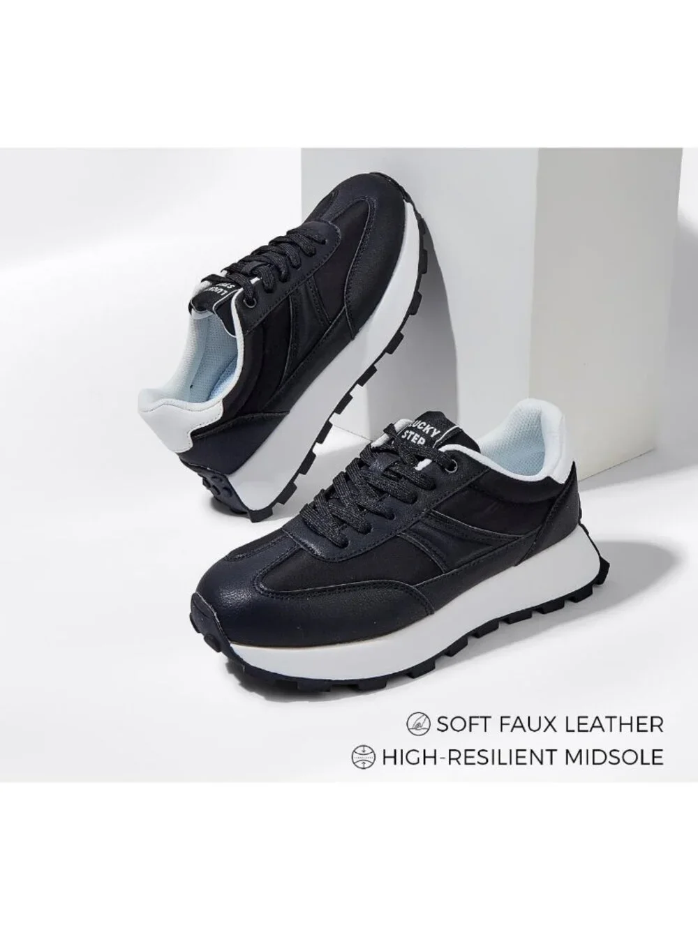 Retro Platform Sneakers for Women | Chunky Lace-up Trainers for Walking
